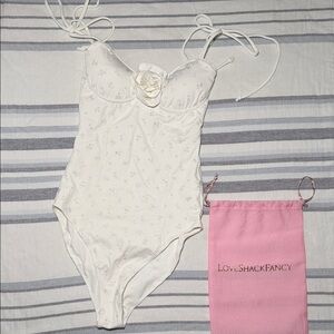 LoveShackFancy Cream Womens One Piece Bathing suit